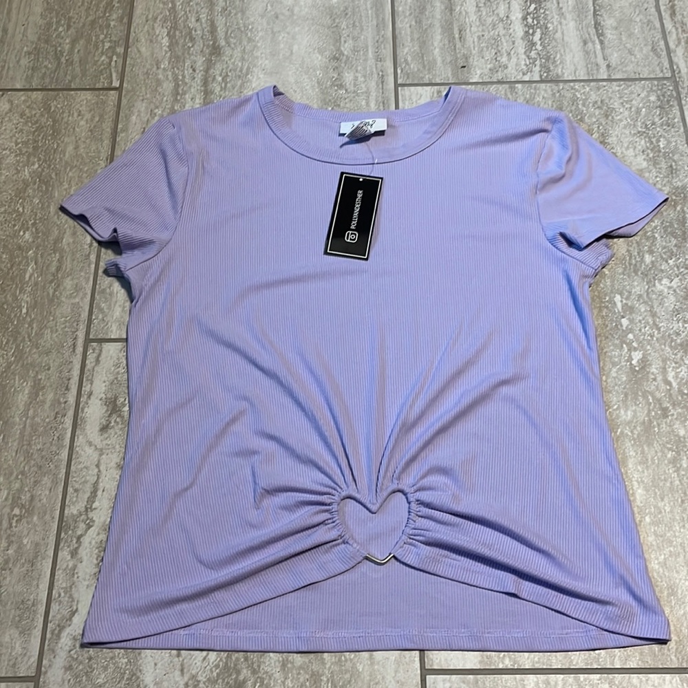 Just Polly Women's Ribbed Top Short Sleeve 1X
